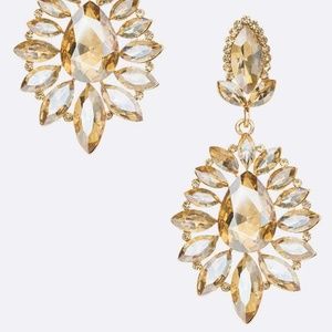Gold/Topaz Crystal Flower Earrings